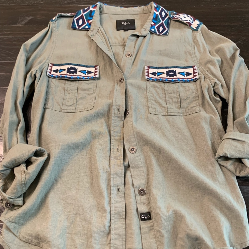 Rails Size Small Sage Green With Inca Embroidery … - image 1
